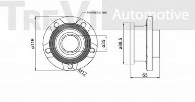 TREVI AUTOMOTIVE wb1604 -  Комплект подшипника ступицы колеса